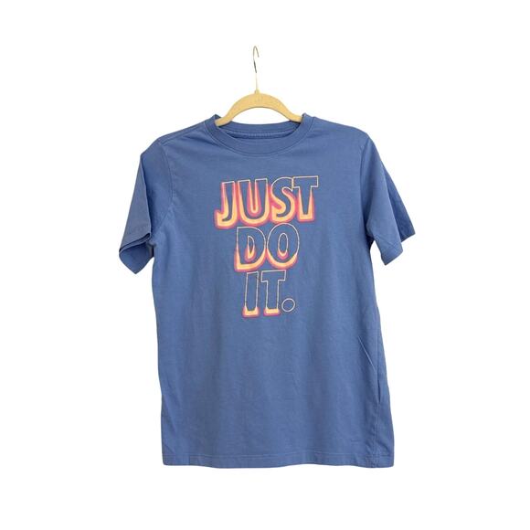 Nike The Nike Tee Blue 'Just Do It' Neon Logo T Shirt Size Youth XL - Picture 4 of 4